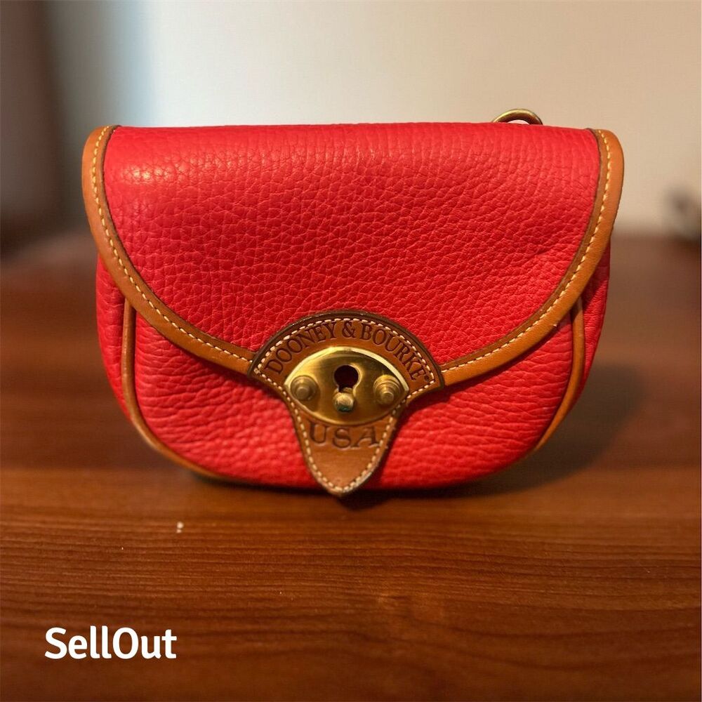 Vintage Dooney & Bourke Red Leather Mini Belt Bag & Fanny Pack Bag Women'